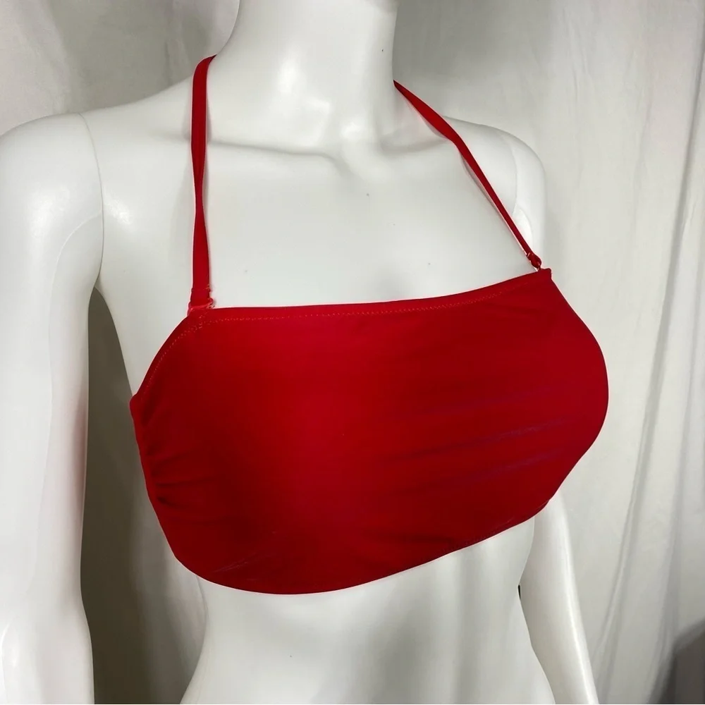 SHEKINI Halter Bandeau Bikini High Waisted Side Cutout Bottom Swimsuit